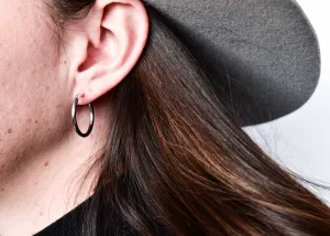 Classic Round Tube White Gold Hoop Earrings