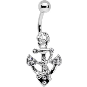 Clear Gem Caravelle Anchor Belly Ring