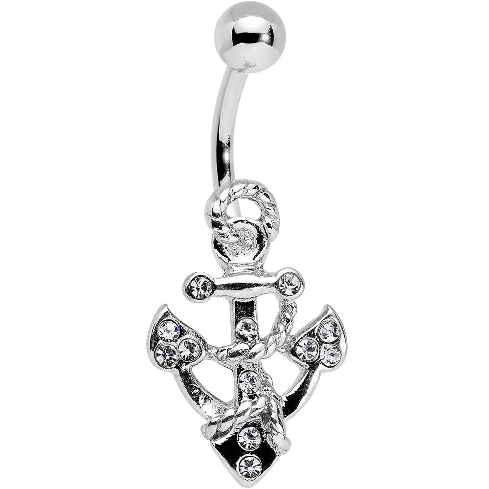 Clear Gem Caravelle Anchor Belly Ring