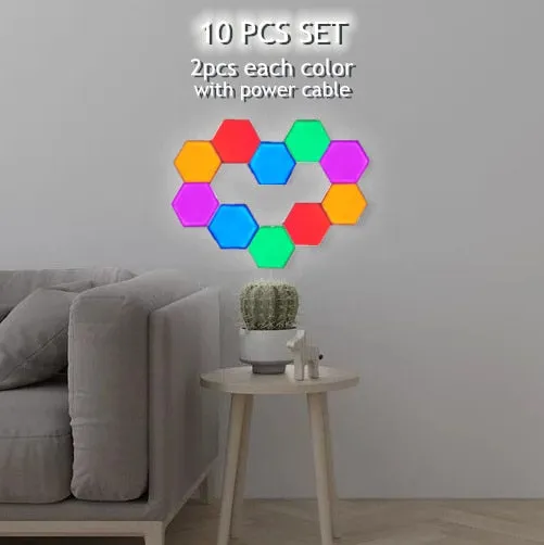 Color Quantum lamp led Hexagonal lamps modular touch sensitive lighting night light magnetic hexagons creative decoration wall lampara