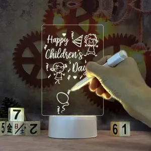 Creative LED Message Board Night Light USB Powered Decorative Lamp with Pen