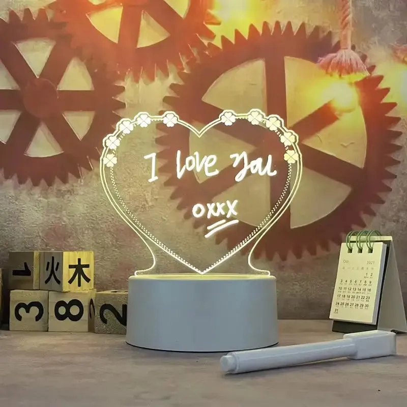 Creative LED Message Board Night Light USB Powered Decorative Lamp with Pen