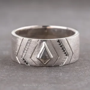 Custom Black and White Kite Diamond Men's Ring