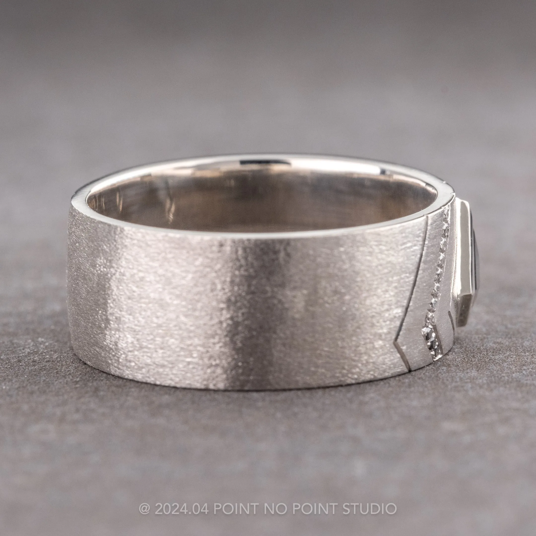 Custom Black and White Kite Diamond Men's Ring