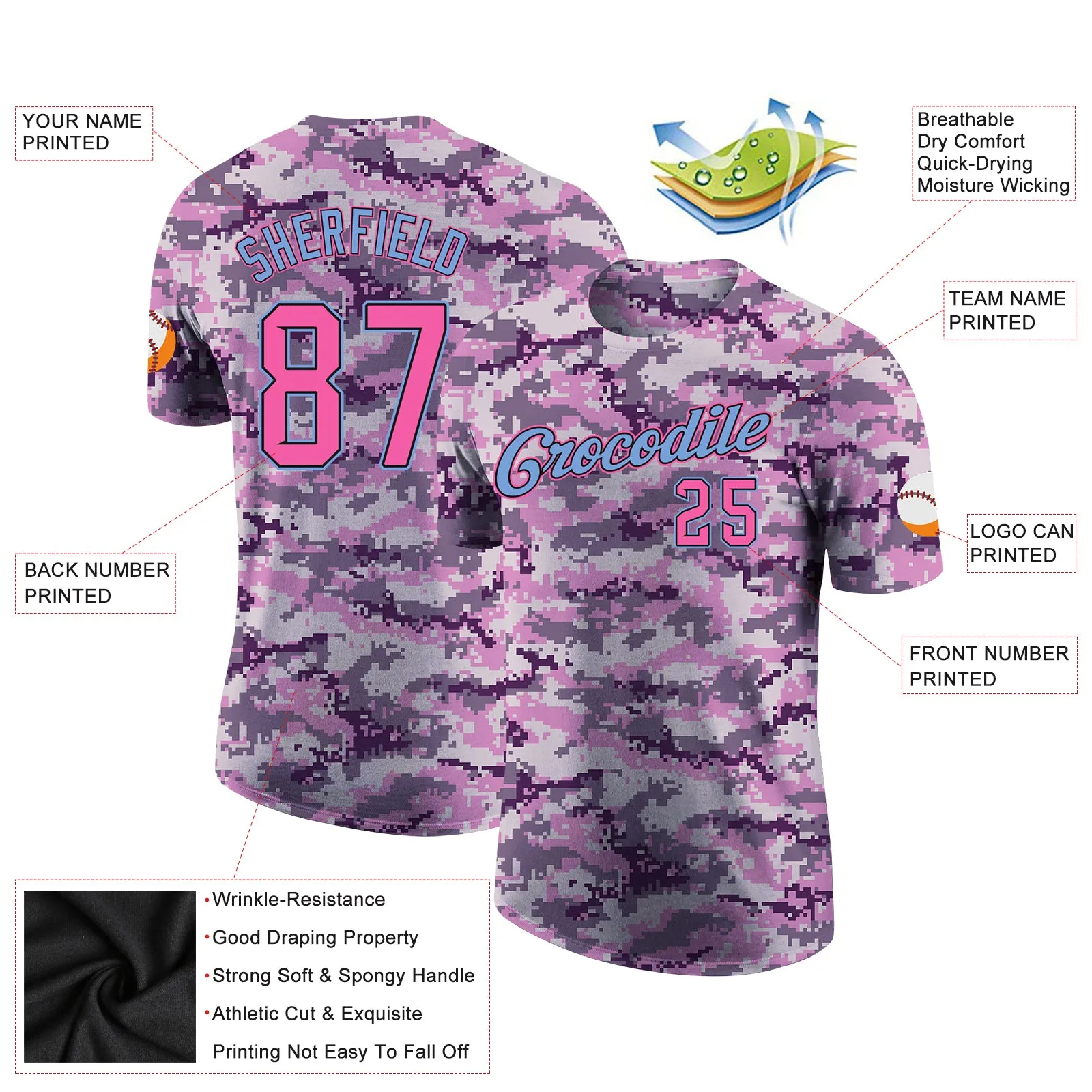 Custom Camo Pink-Light Blue Salute To Service Performance T-Shirt