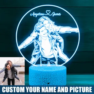 Custom Photo Night Light, 3D Couple Photo Lamp, Personalized Couple Photo 3D Led Night Light, Valentine’s Day Gift, Couple Desk Lamp, Anniversary Gift For Him/Her