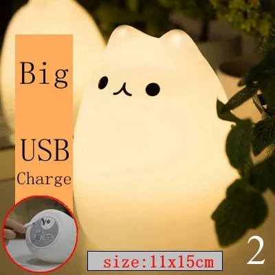 Cute Cat Silicone LED Night Light Sensor Lamp