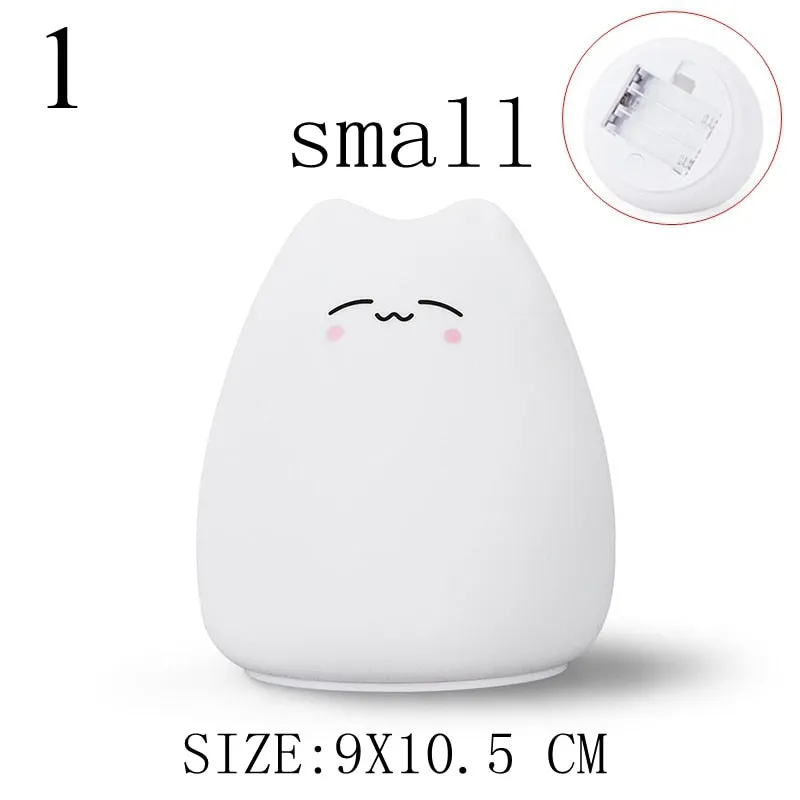 Cute Cat Silicone LED Night Light Sensor Lamp