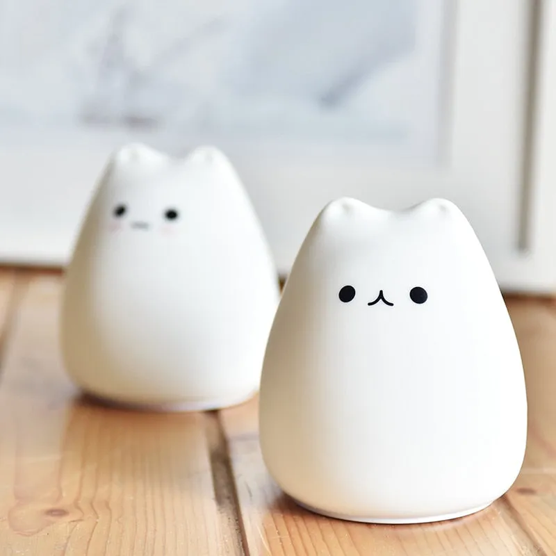 Cute Cat Silicone LED Night Light Sensor Lamp
