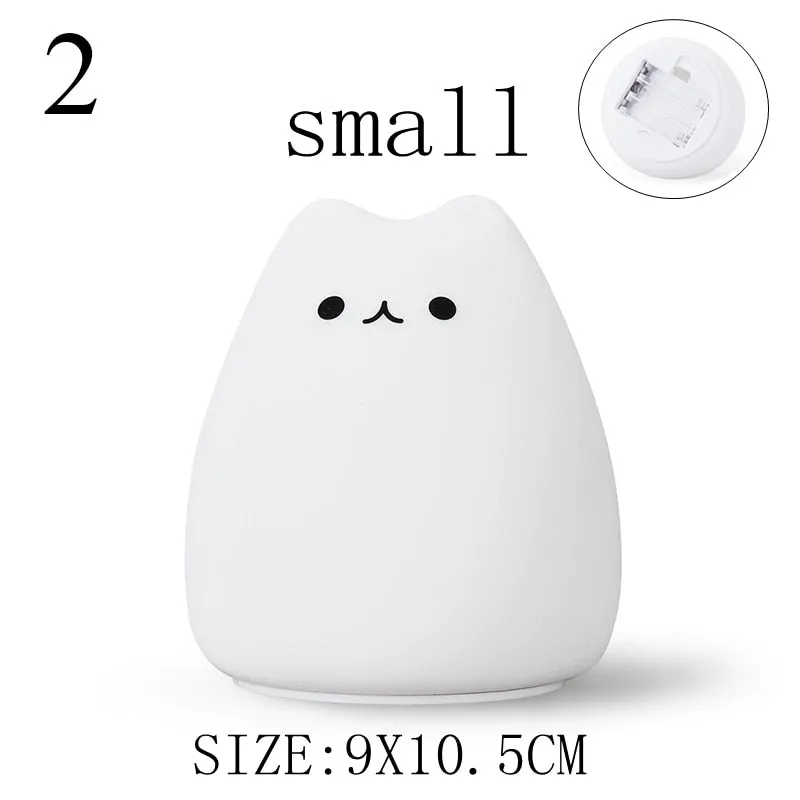 Cute Cat Silicone LED Night Light Sensor Lamp