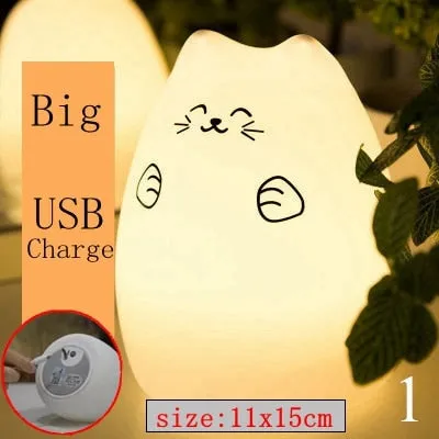 Cute Cat Silicone LED Night Light Sensor Lamp
