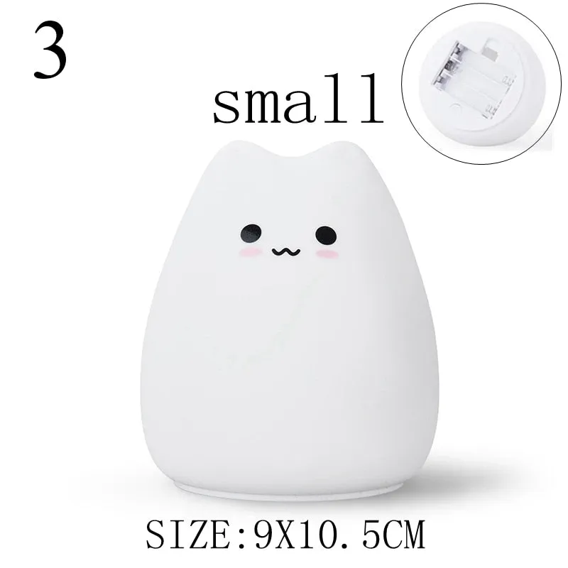 Cute Cat Silicone LED Night Light Sensor Lamp