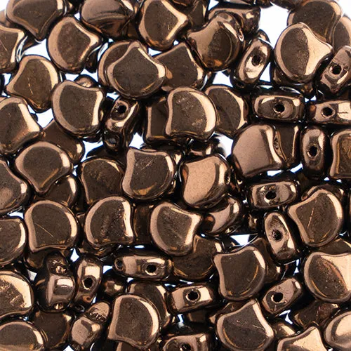 Czech Ginkgo Leaf Bead 7.5mm Jet/Dark Bronze