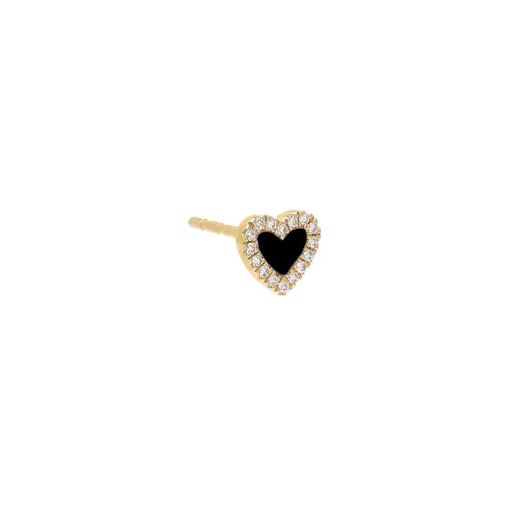 Diamond Colored Stone Heart Stud Earring 14K