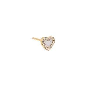 Diamond Colored Stone Heart Stud Earring 14K