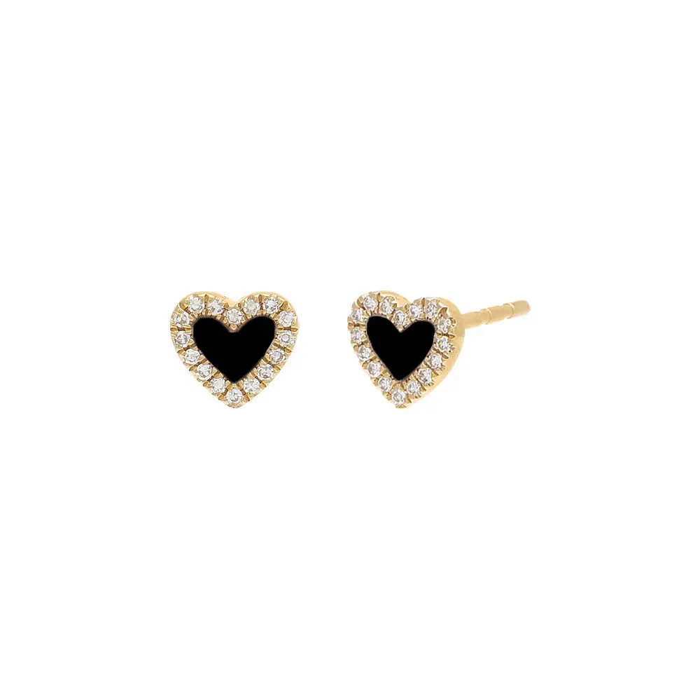 Diamond Colored Stone Heart Stud Earring 14K