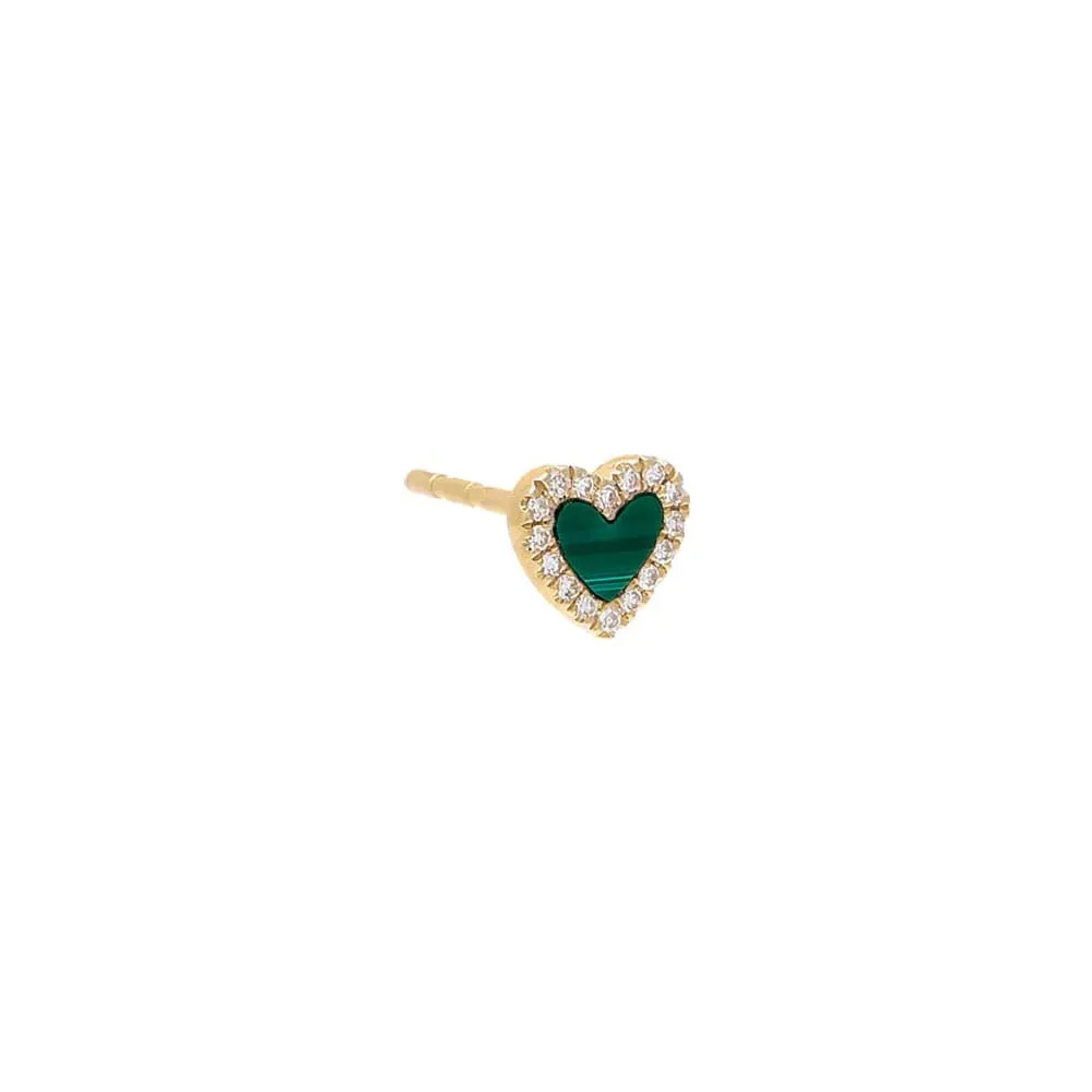 Diamond Colored Stone Heart Stud Earring 14K