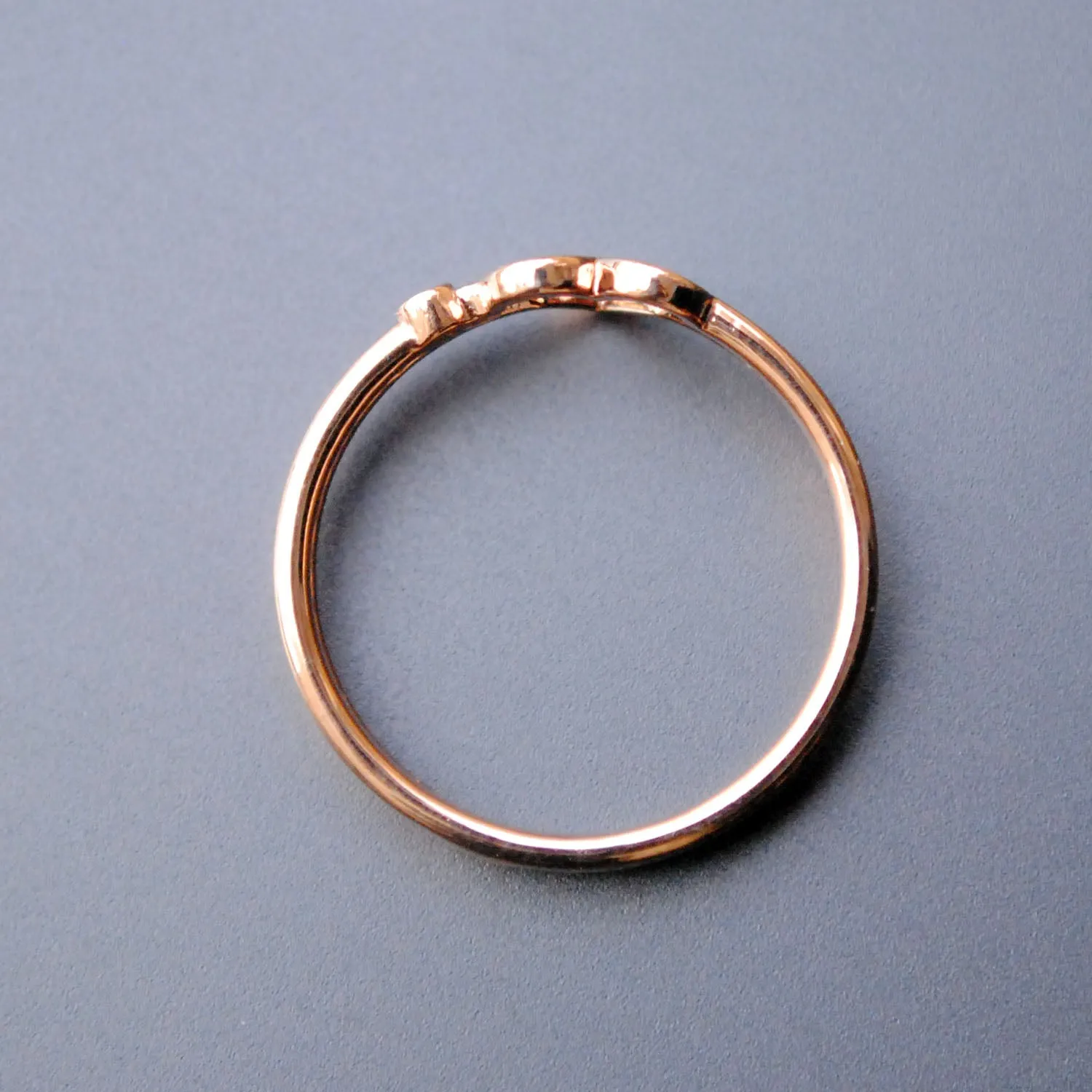 Double Band Love Heart Ring with Diamond