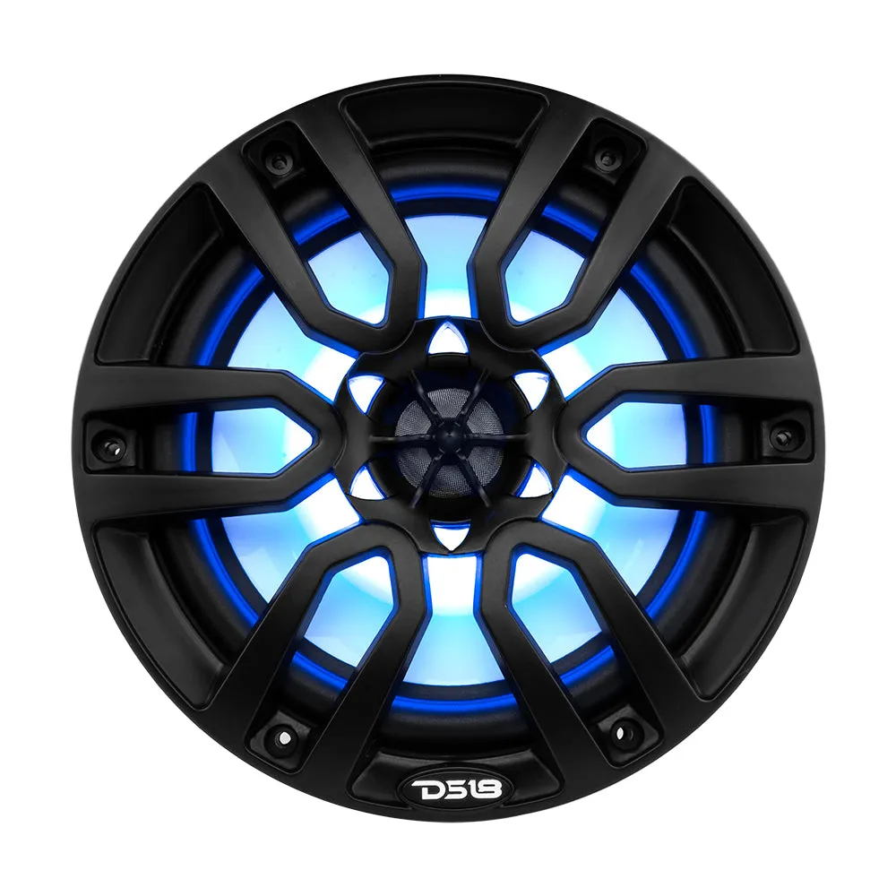 DS18 HYDRO 8" 2-Way Marine Speakers w/RGB LED Lights 375W - Matte Black [NXL-8BK]