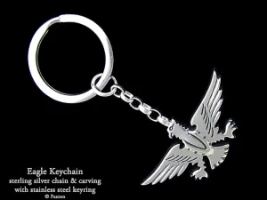 Eagle Key Chain / Key Ring Sterling Silver Replica of Vintage Eagle Bus Logo