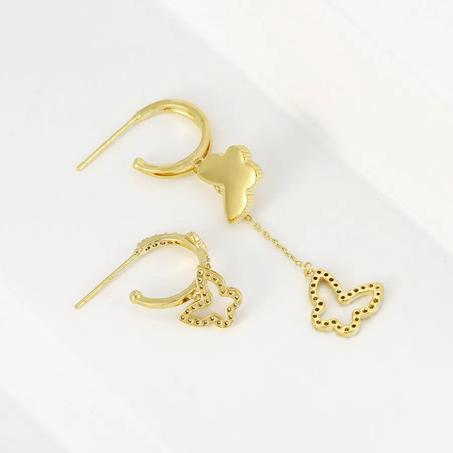 Elegant Design Diamond & Mother Of Pearl Butterfly Earring