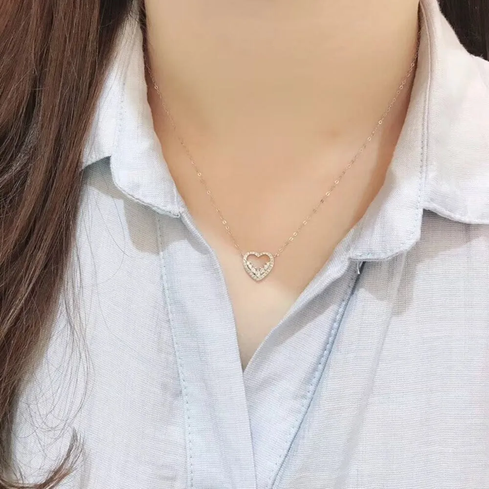 Elegant Diamond Heart Pendant Necklace