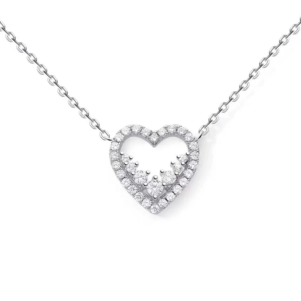 Elegant Diamond Heart Pendant Necklace