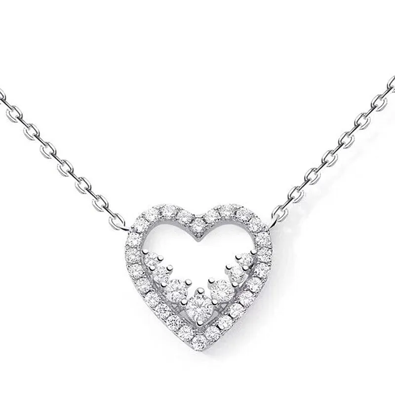 Elegant Diamond Heart Pendant Necklace