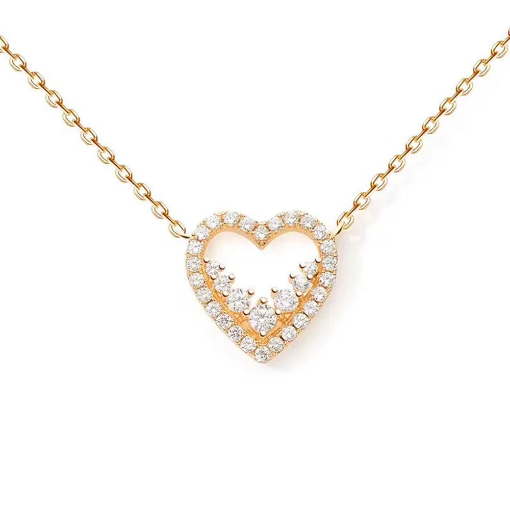 Elegant Diamond Heart Pendant Necklace