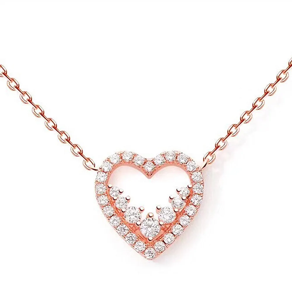 Elegant Diamond Heart Pendant Necklace
