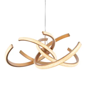 Endon 97614 Lorenzo 4lt Pendant Satin gold paint & clear acrylic 4 x 12W LED tape module (SMD 2835) Warm White