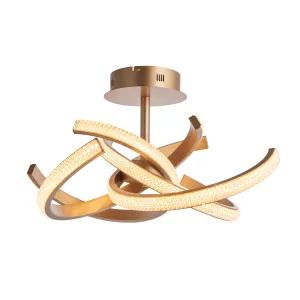 Endon 97617 Lorenzo 4lt Semi flush Satin gold paint & clear acrylic 4 x 10.5W LED tape module (SMD 2835) Warm White