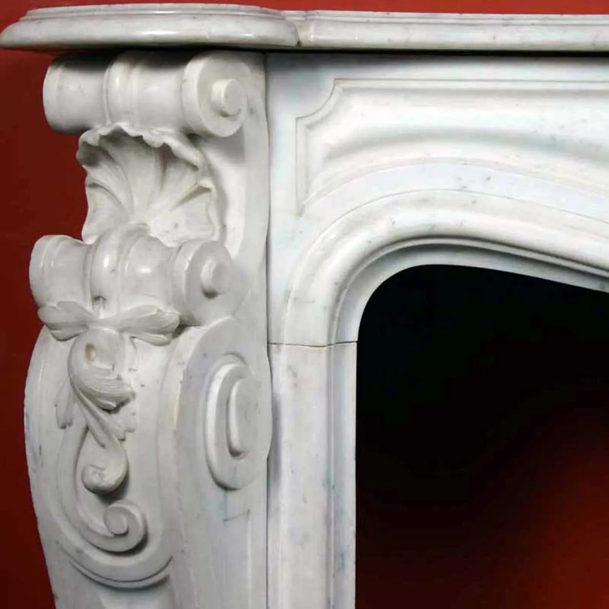 Exceptional French Louis XV Style White Marble Fireplace Surround