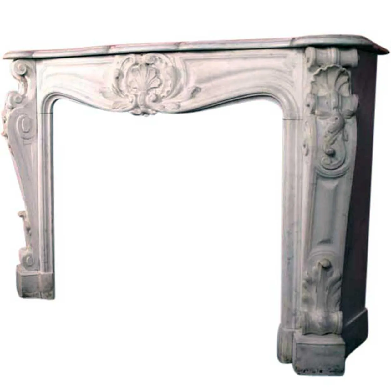 Exceptional French Louis XV Style White Marble Fireplace Surround