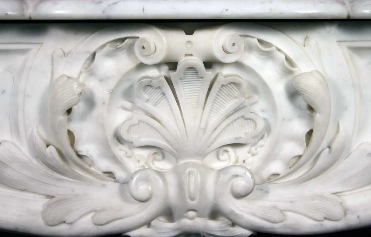 Exceptional French Louis XV Style White Marble Fireplace Surround