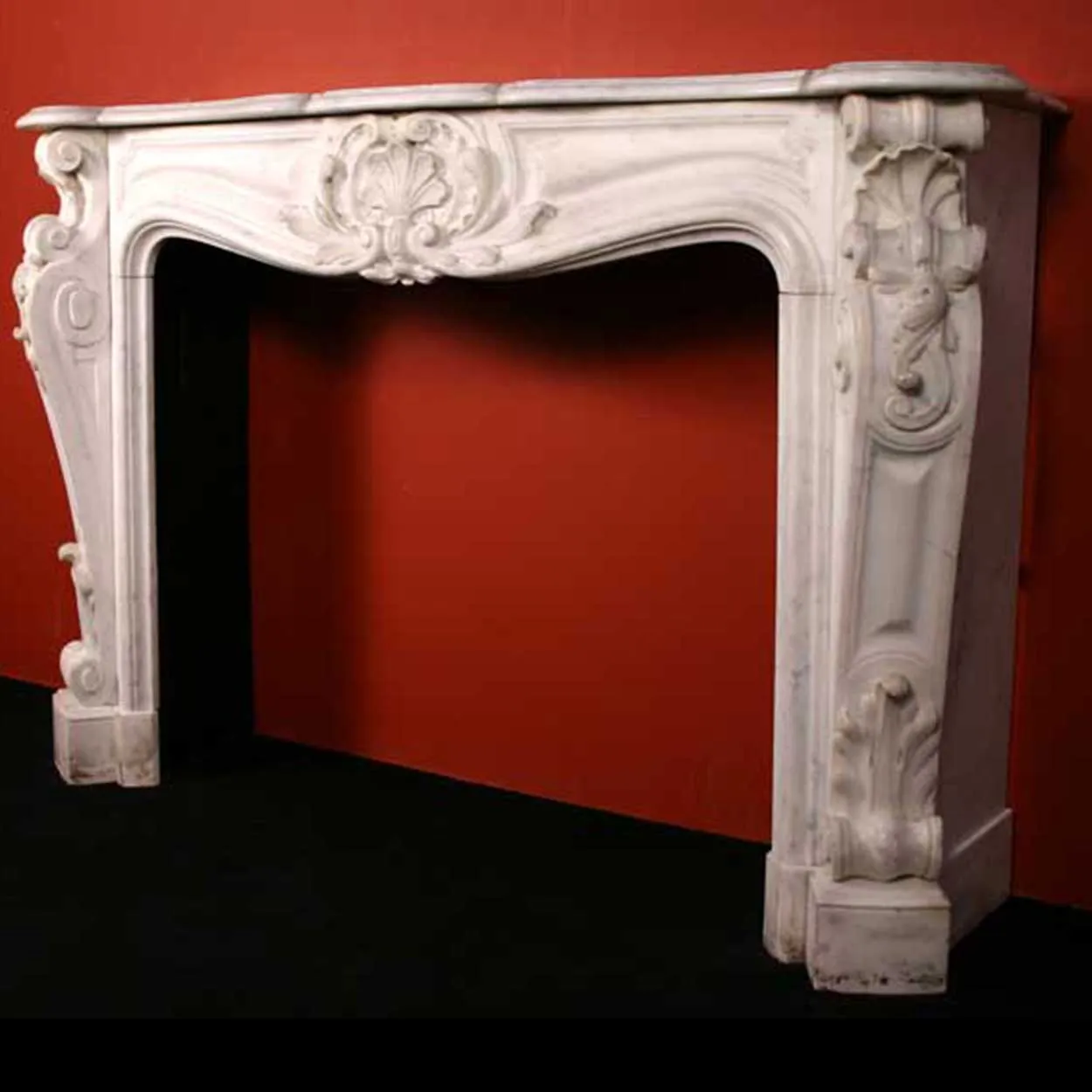 Exceptional French Louis XV Style White Marble Fireplace Surround