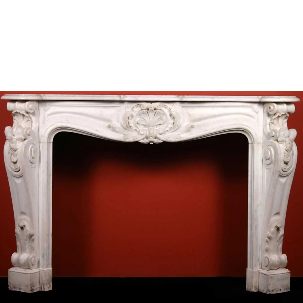 Exceptional French Louis XV Style White Marble Fireplace Surround