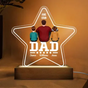 Five - Star Dad Back View Dad And Kids Personalized Acrylic Custom Shape LED Night Light