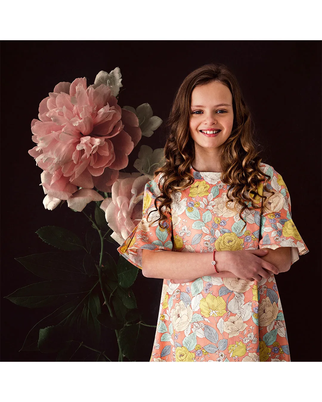 Flora dress (pink with Rococo floral pattern)