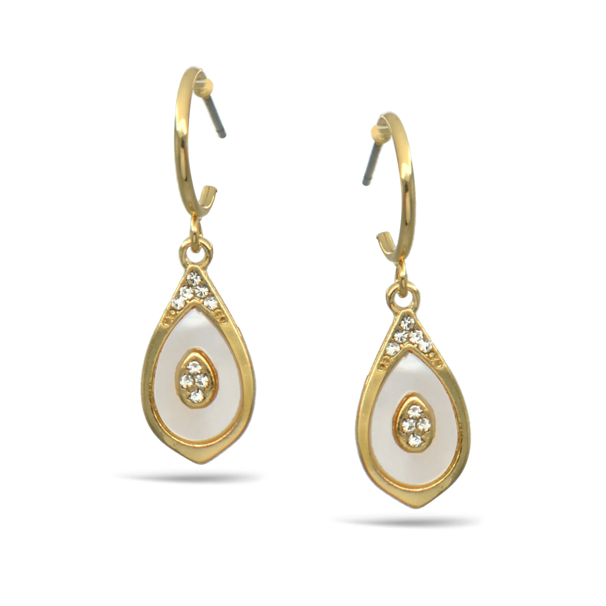 Gold Teardrop Mother of pear earrings #HNE90881GD(LG9)