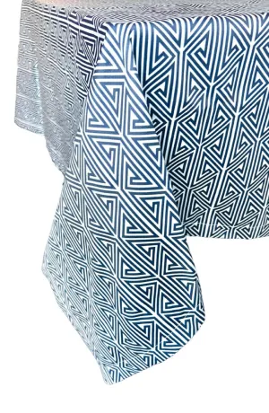 greek key navy blue printed 70" x 108" rectangle tablecloths