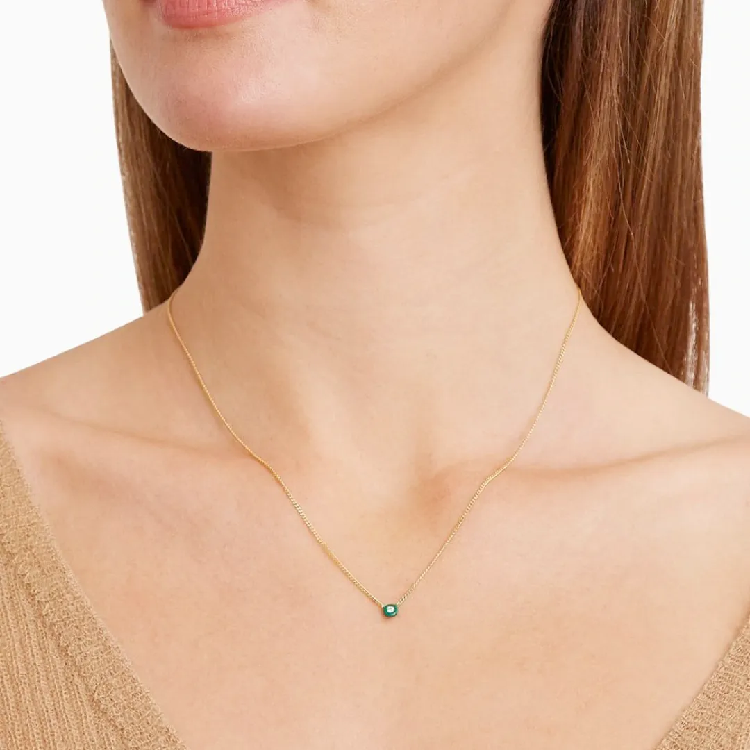 Green Enamel Diamond Necklace
