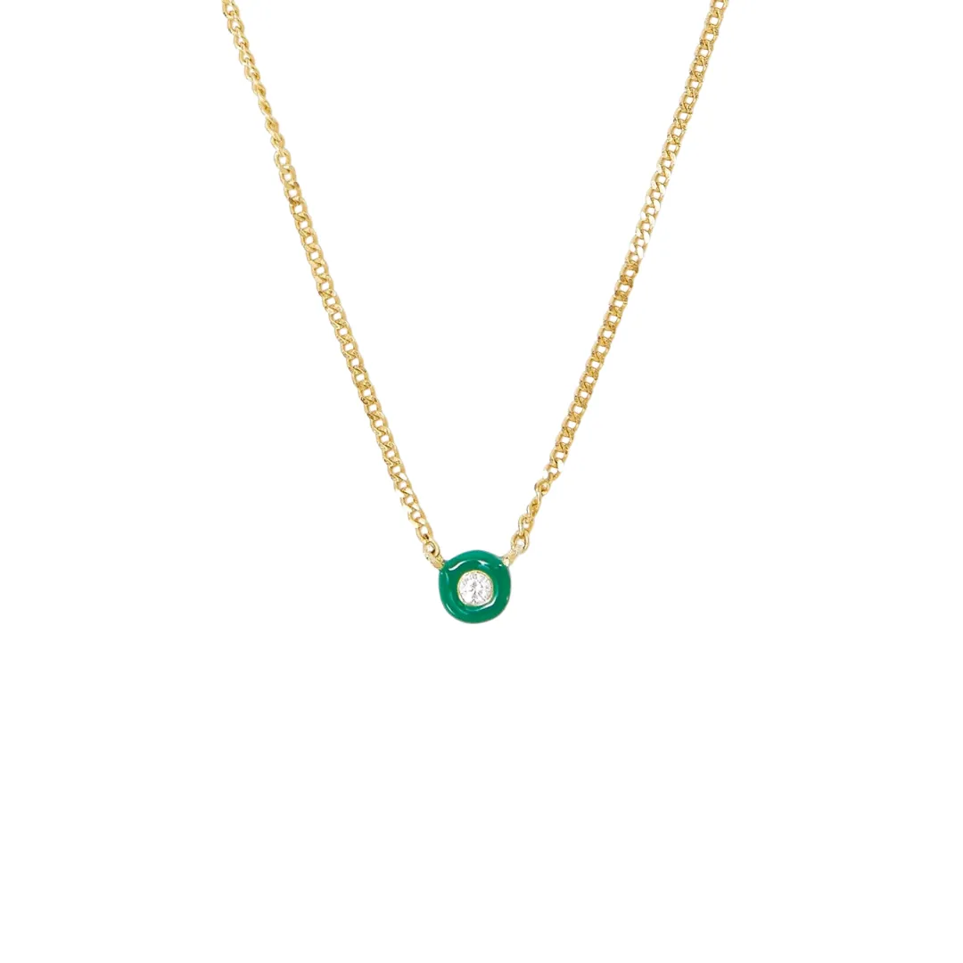 Green Enamel Diamond Necklace