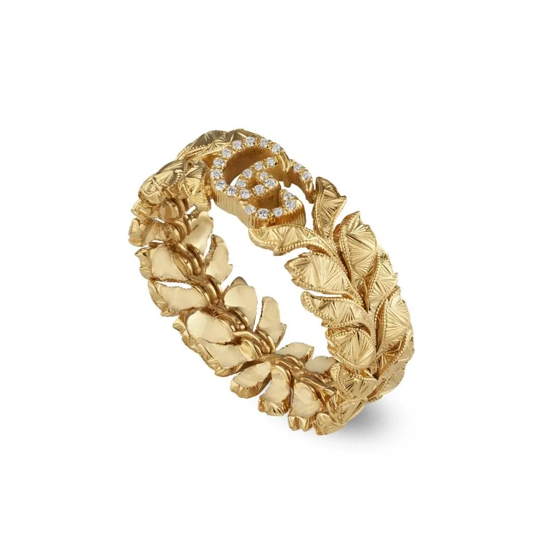 Gucci Flora 18k Yellow Gold Ring with Double G Size 6.5