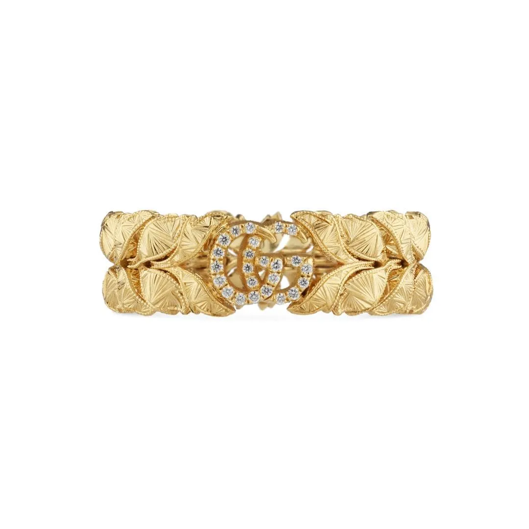 Gucci Flora 18k Yellow Gold Ring with Double G Size 6.5
