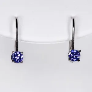 Half Carat White Gold Lever Back Tanzanite Earrings