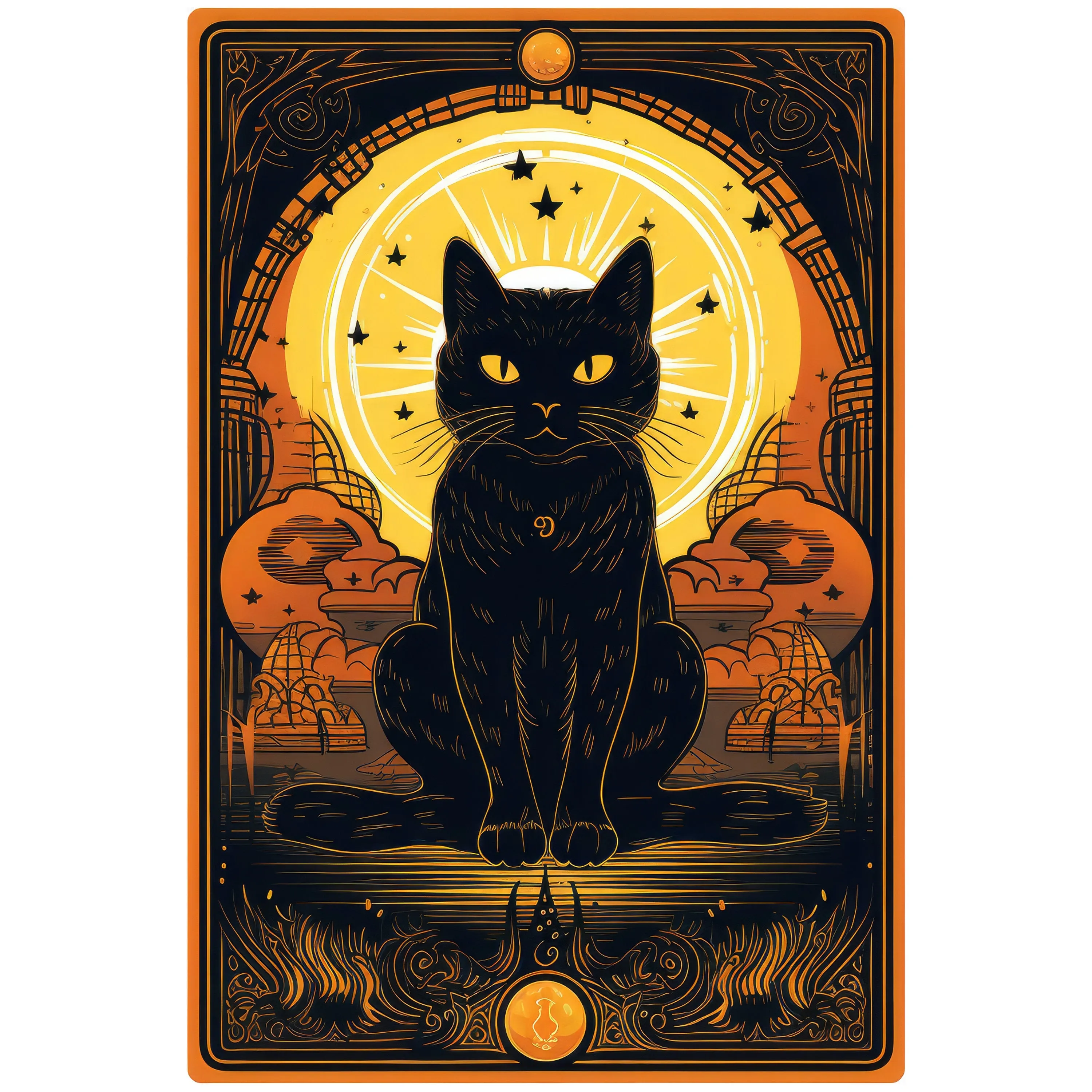 Halloween Cat Tarot Card Clipart Bundle DIY Printable Witch Gift Black Cat Art Gothic Cards Instant Download 300 DPI Transparent Background