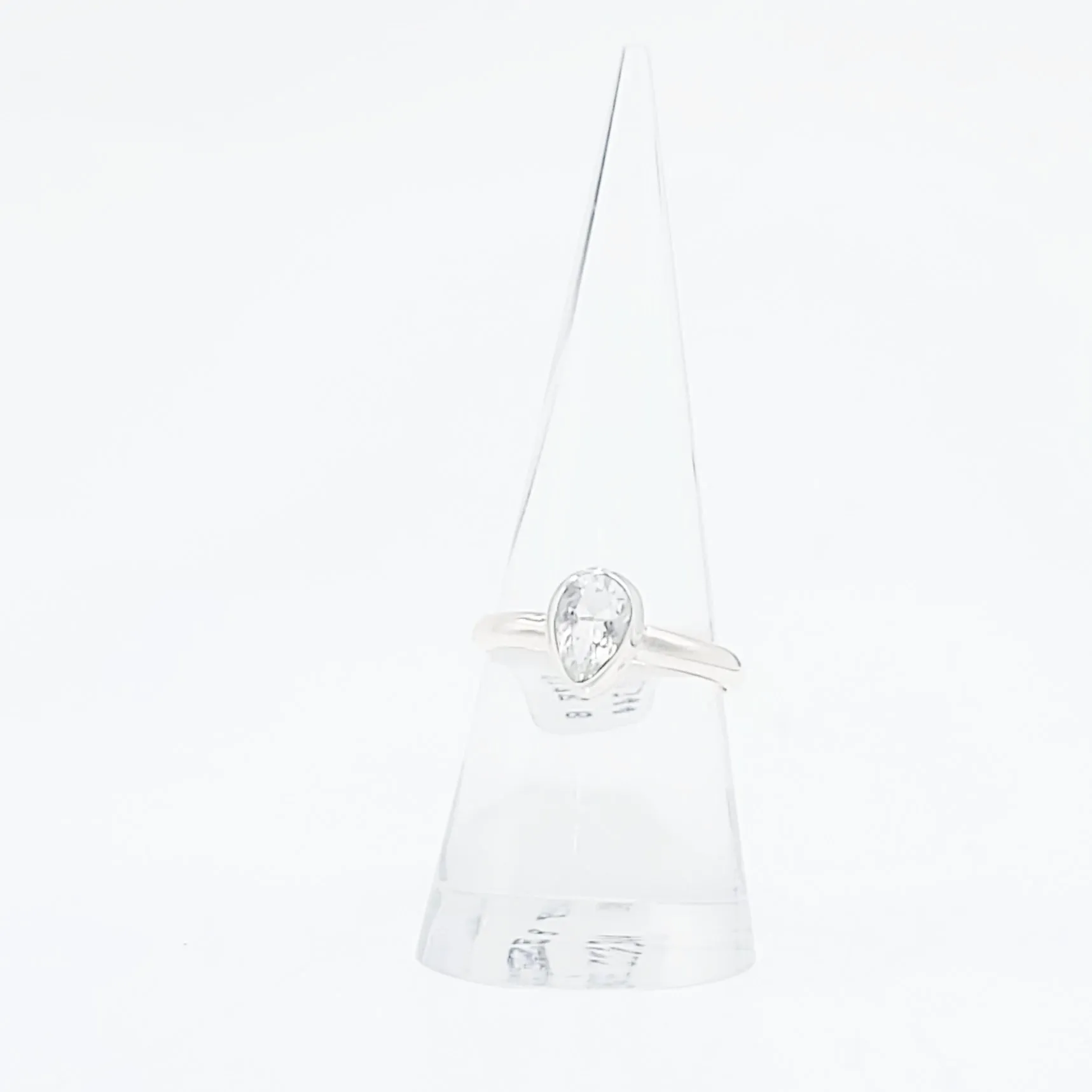 Hyalite Opal Pear Ring Sterling Silver Band Size 8