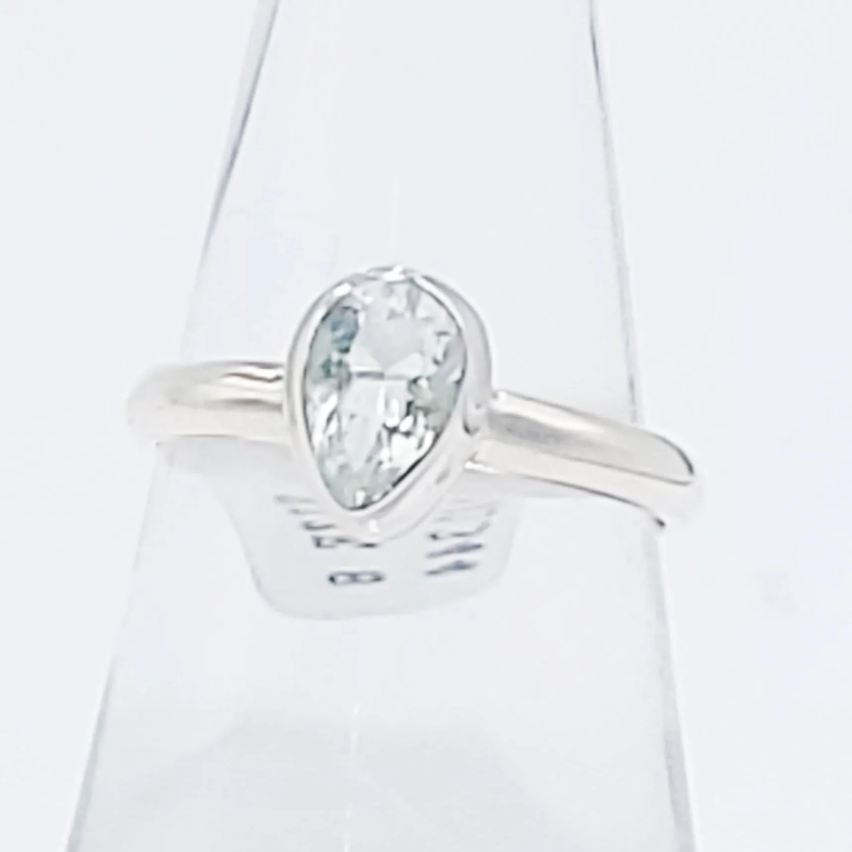 Hyalite Opal Pear Ring Sterling Silver Band Size 8