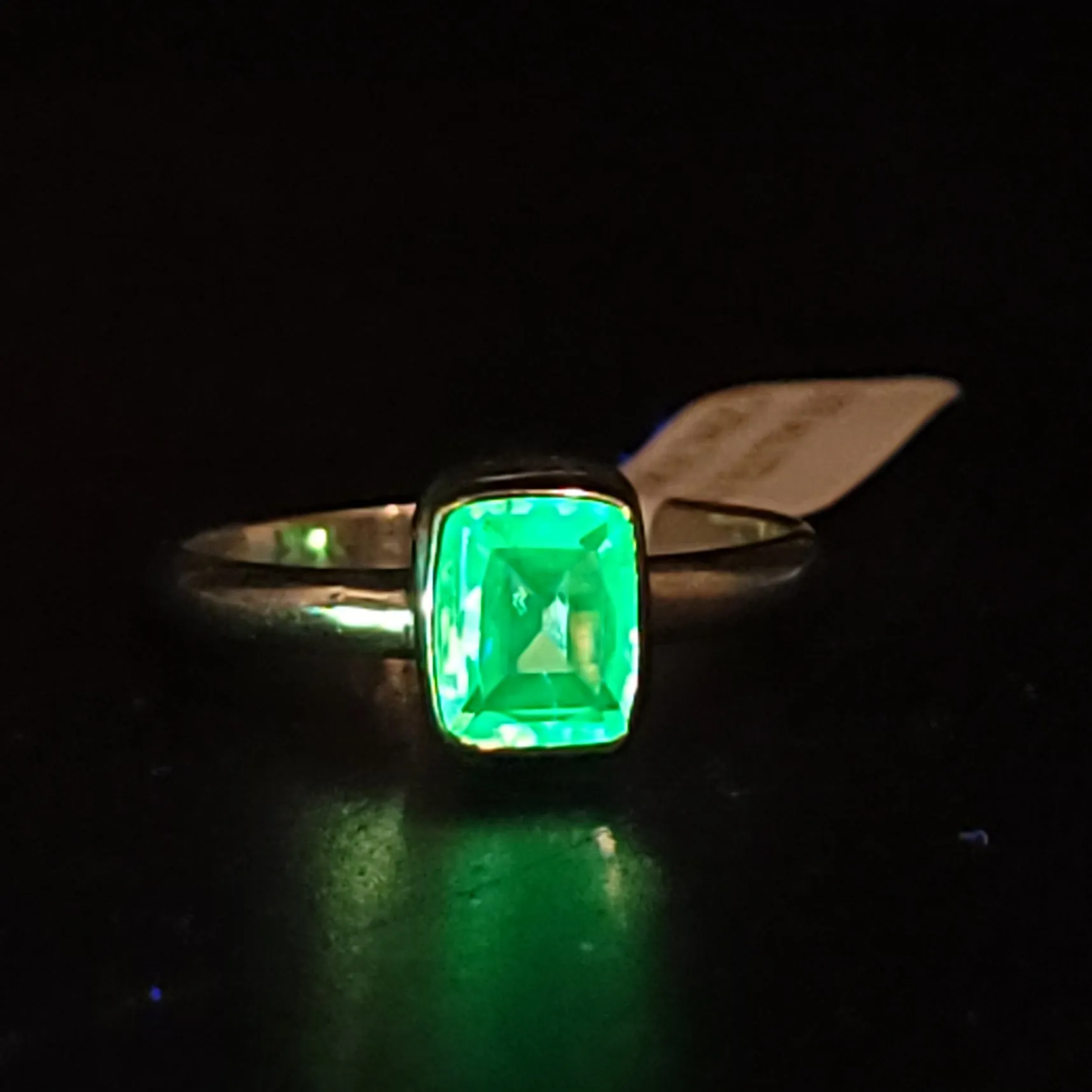 Hyalite Opal Ring Sterling Silver Band Size 10